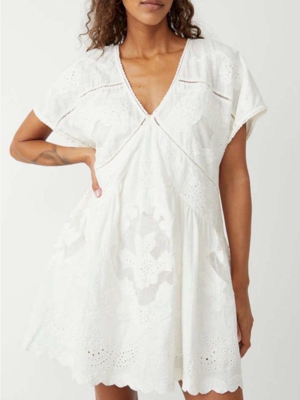 Free People White Eyelet Mini Dress